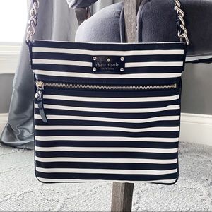 Kate Spade navy and white striped crossbody